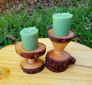 Oak candle holders